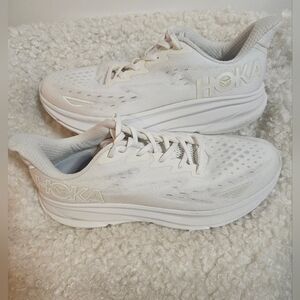 Hoka Clifton Mens All-White Athletic Sneakers